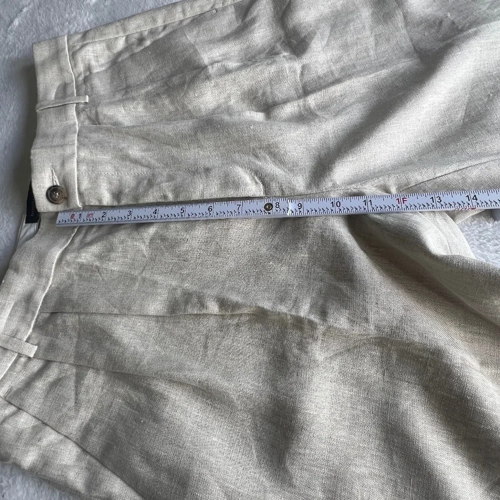 Banana Republic High Rise Palma Straight Leg Linen Pant Size 12 in Natural Color